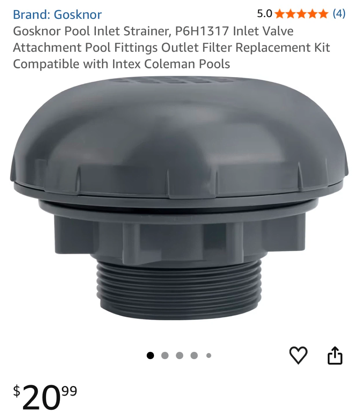 Gosknor Pool Inlet Valve Strainer