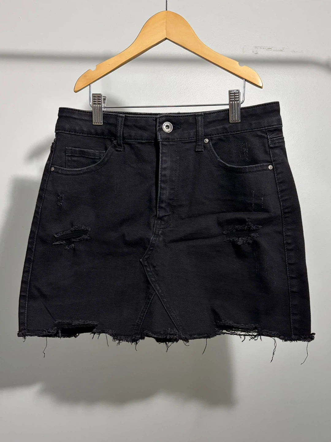 Black Denim Mini Skirt