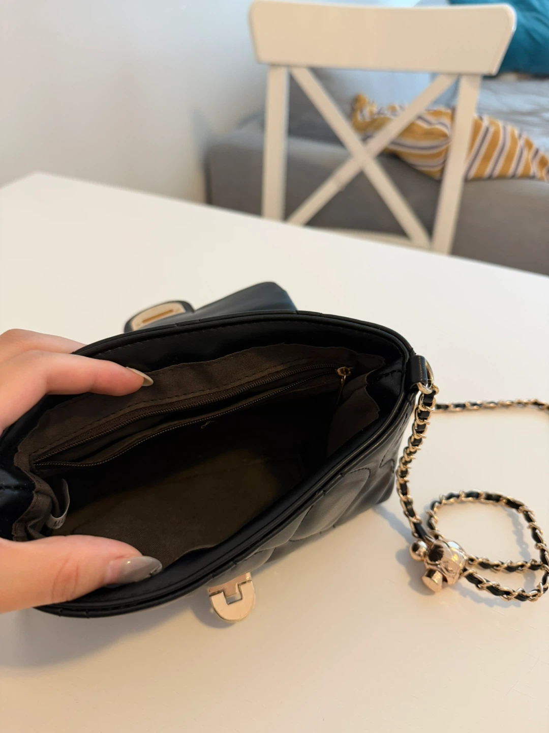 Black Quilted Mini Bag with Chain Strap - photo 3