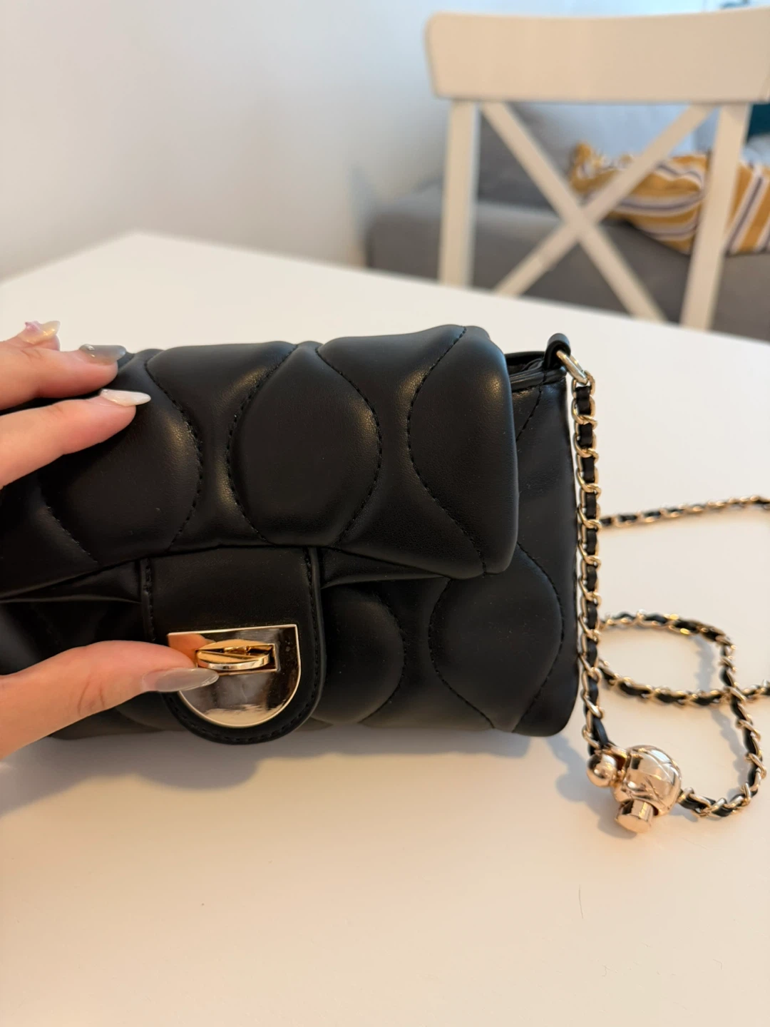 Black Quilted Mini Bag with Chain Strap - photo 2