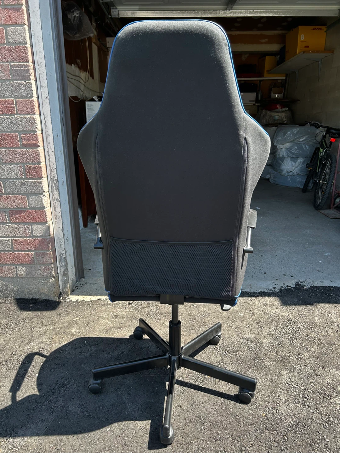 Black Gaming Chair with Blue Trim - photo 4