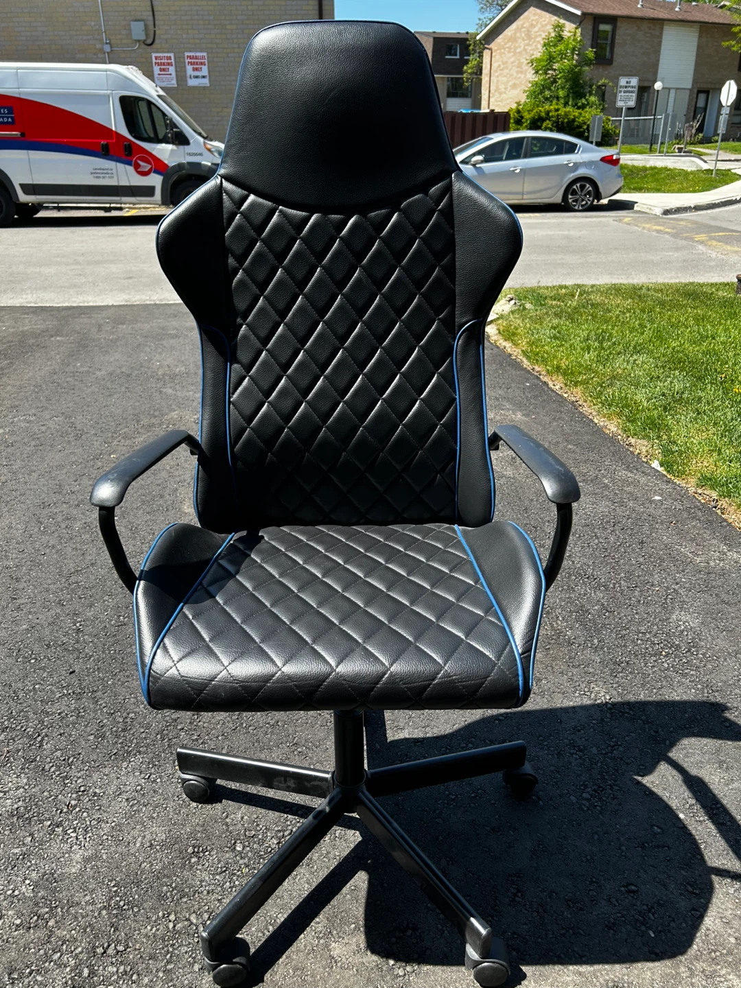 Black Gaming Chair with Blue Trim