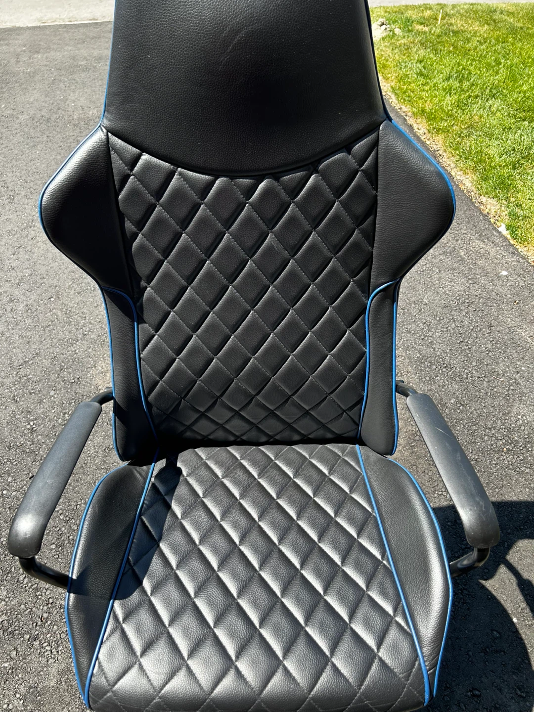 Black Gaming Chair with Blue Trim - photo 3
