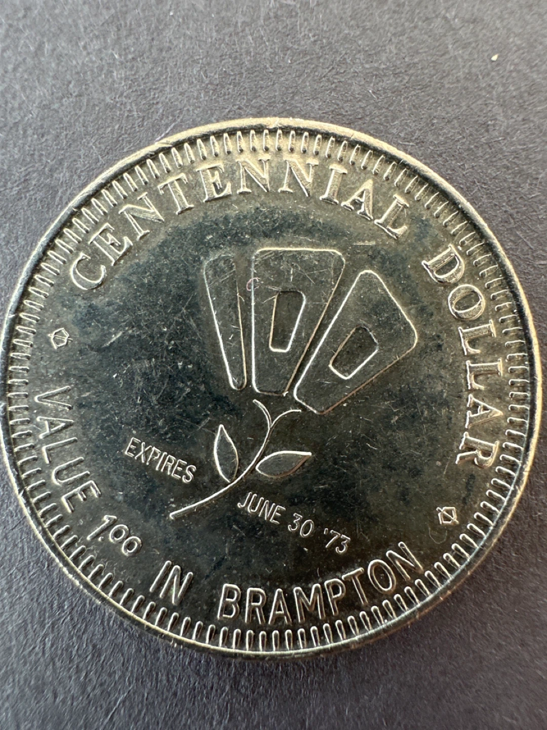 Centennial Dollar Coin - Town of Brampton 1973