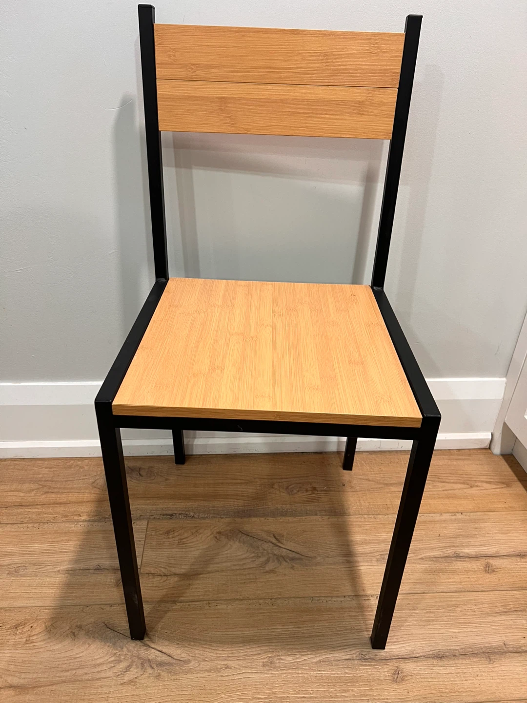 Modern Black Metal & Wood Dining Chair
