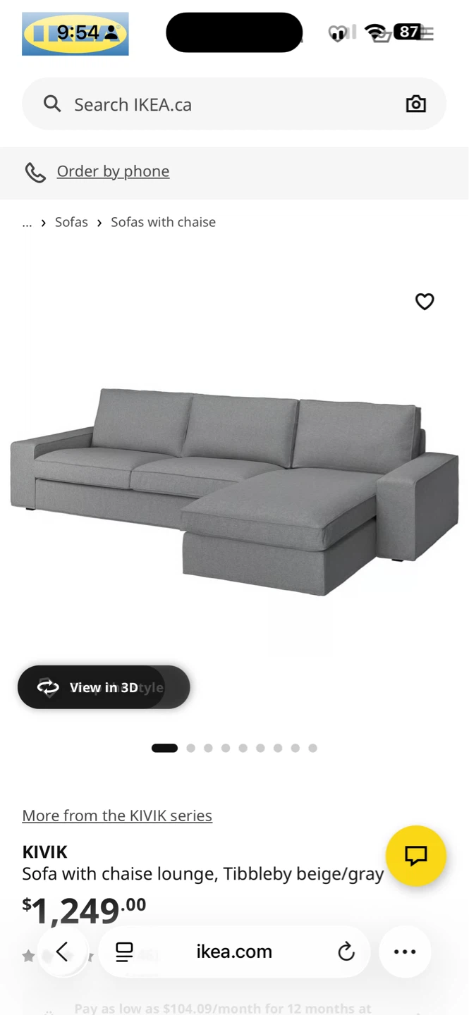 IKEA KIVIK Sofa with Chaise Lounge - photo 3