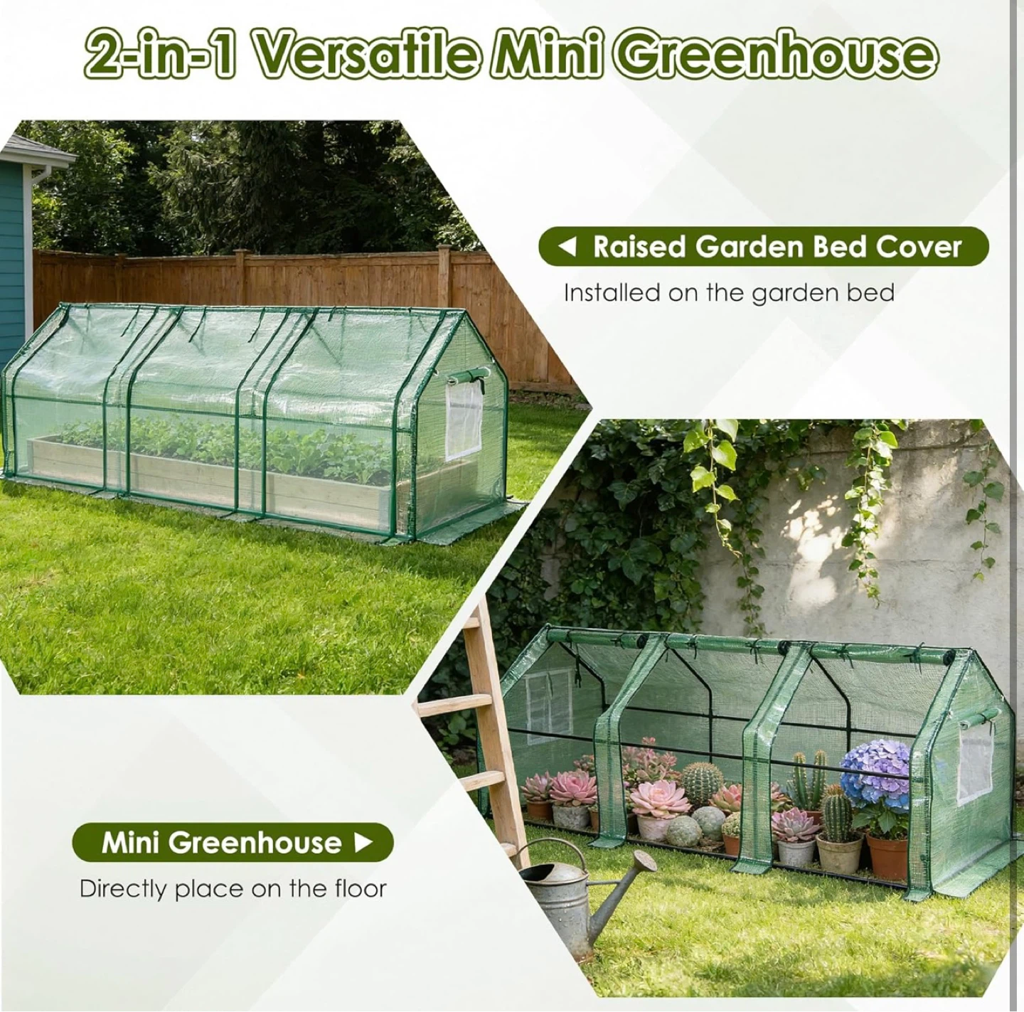 2-in-1 Versatile Mini Greenhouse and Raised Garden Bed Cover - photo 3