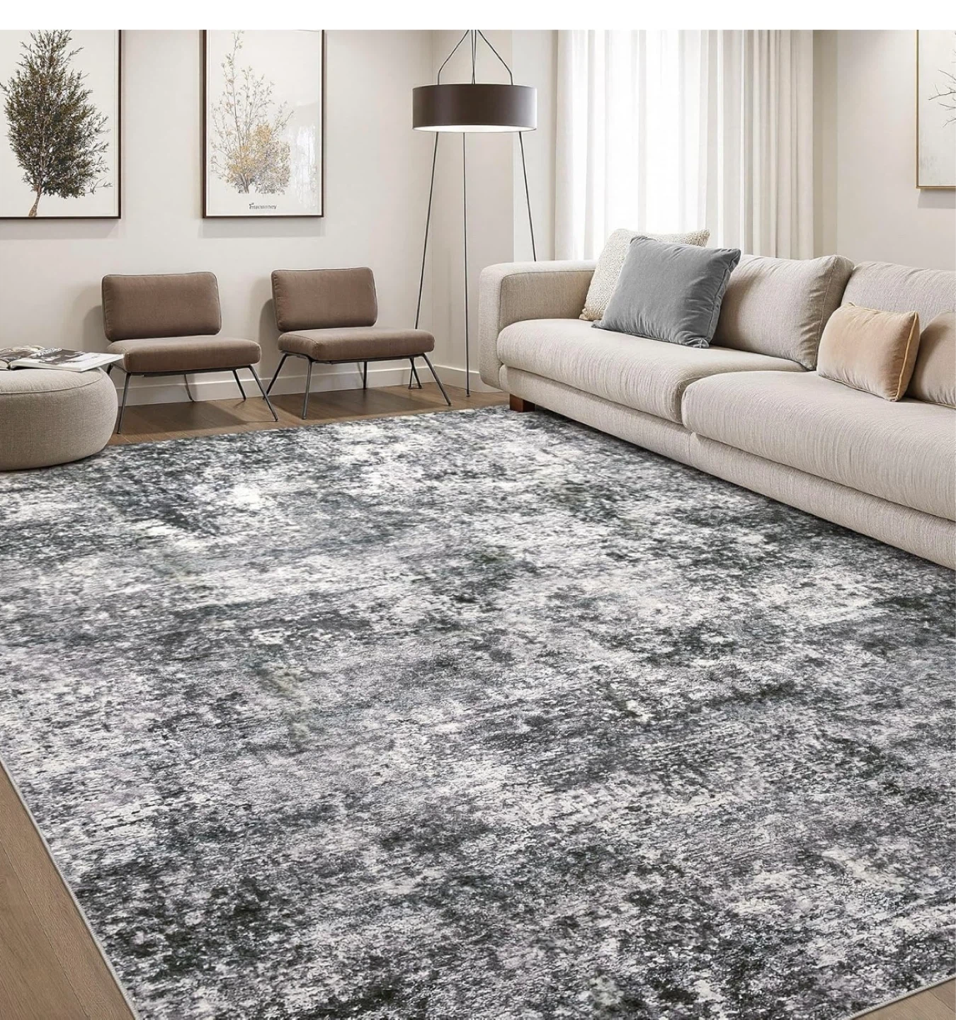 Distressed Grey Area Rug 8' x 10'