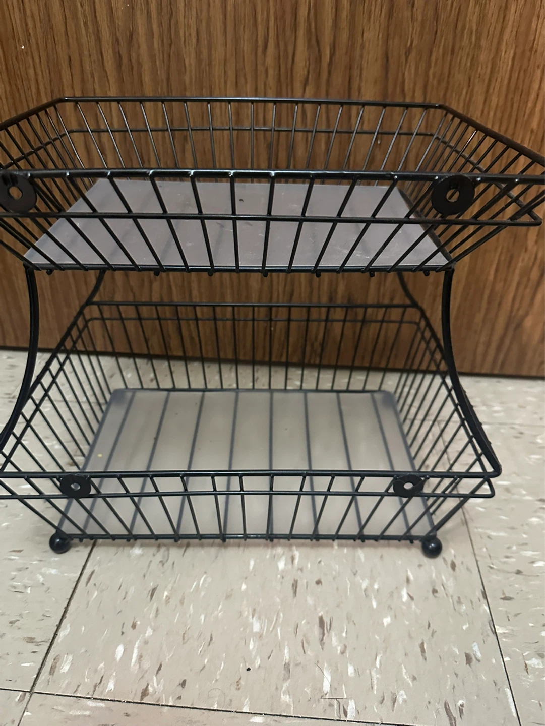 2-Tier Metal Wire Basket Stand