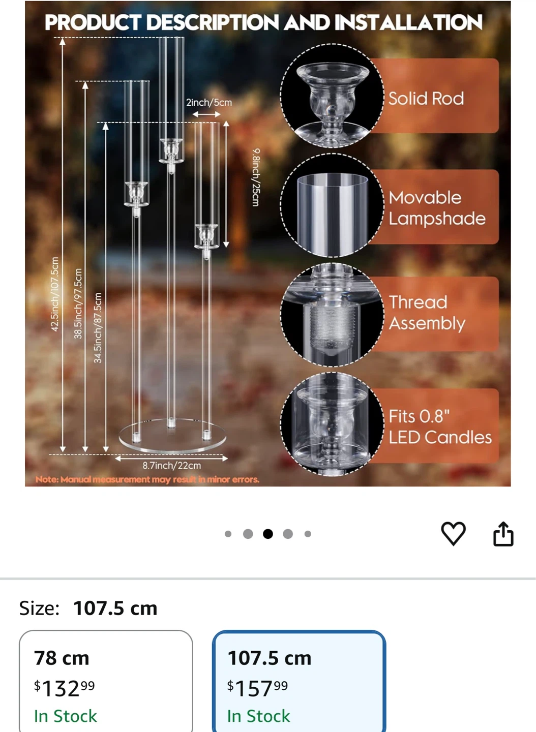 Clear Acrylic 3-Candle Candelabra - photo 2