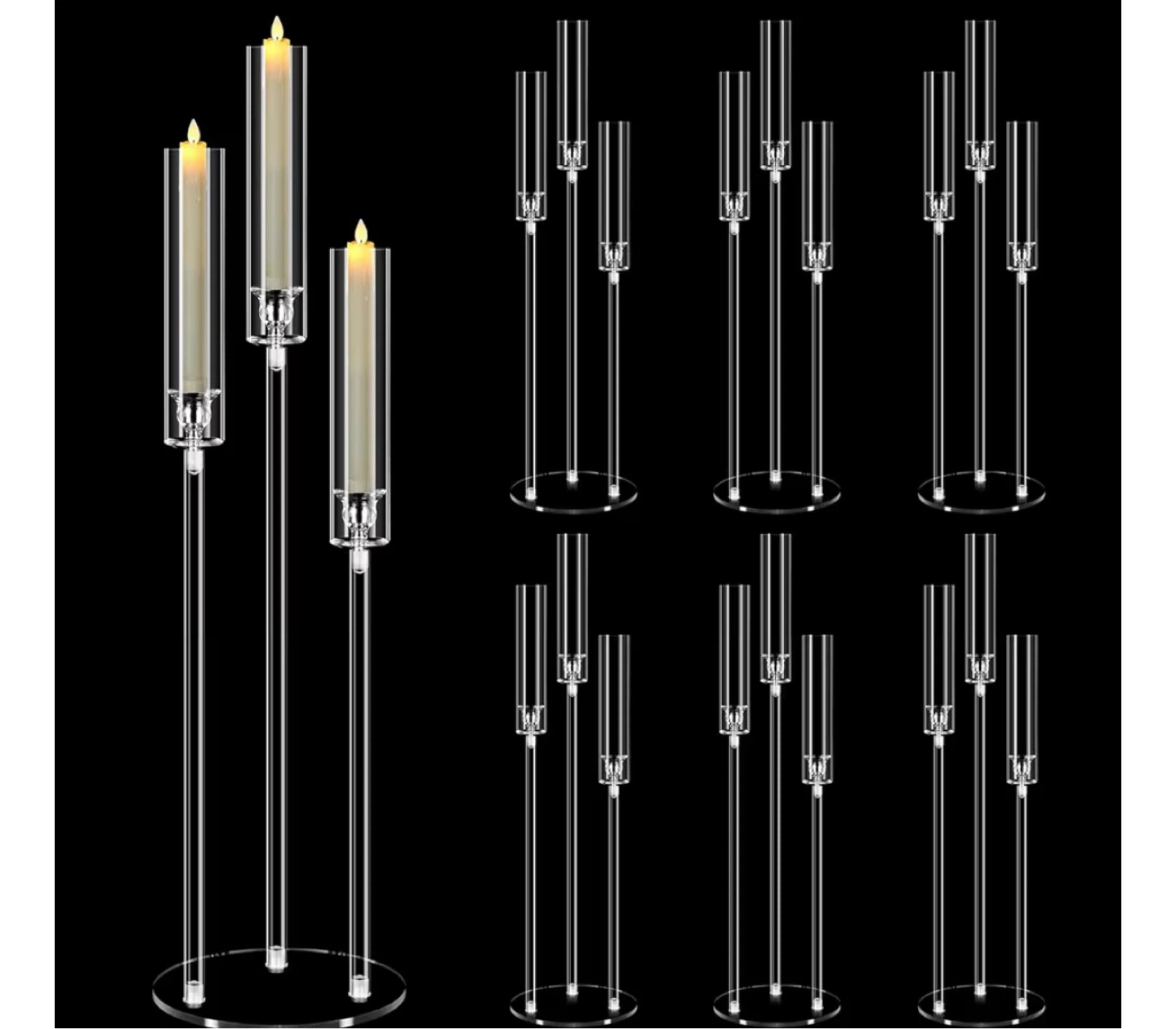 Clear Acrylic 3-Candle Candelabra