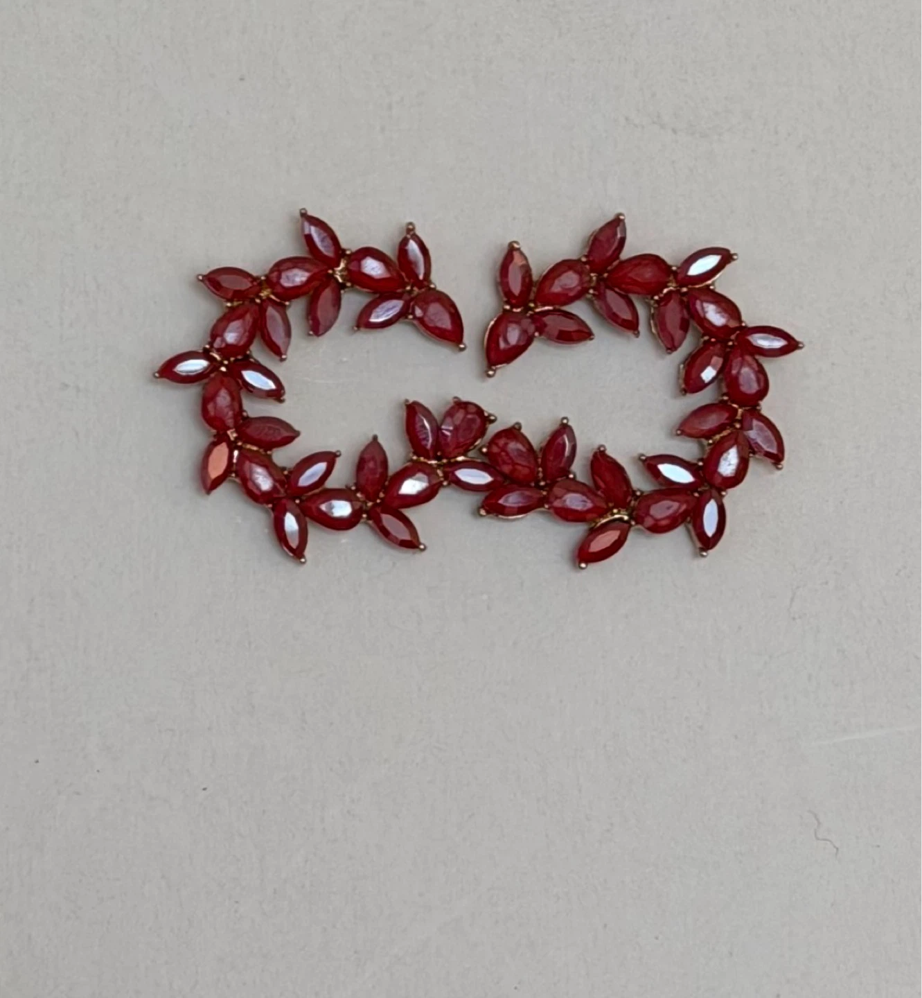 Red Floral Cluster Earrings