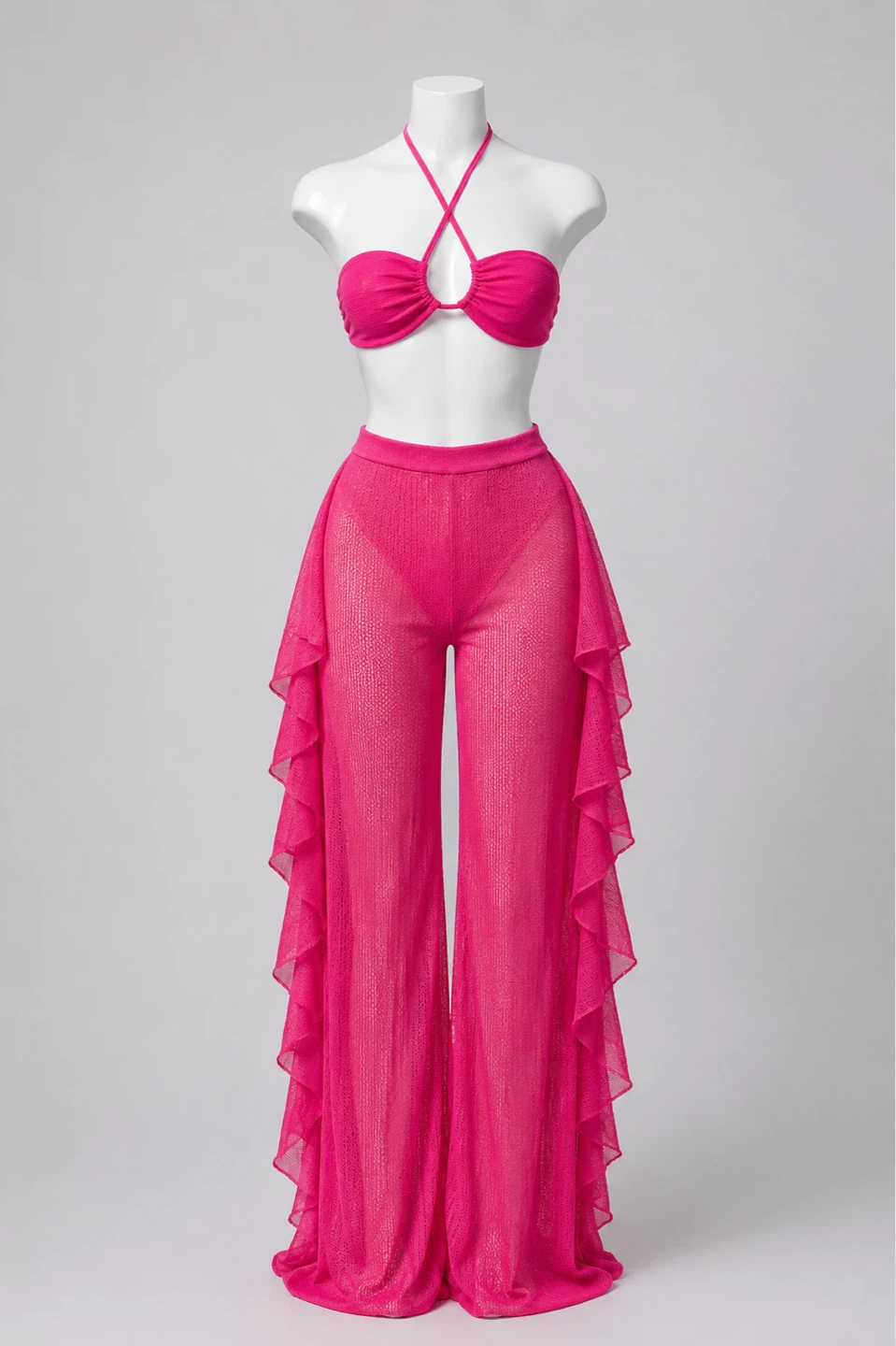 3 Piece Hot Pink Swimsuit Cover-Up Set - photo 3