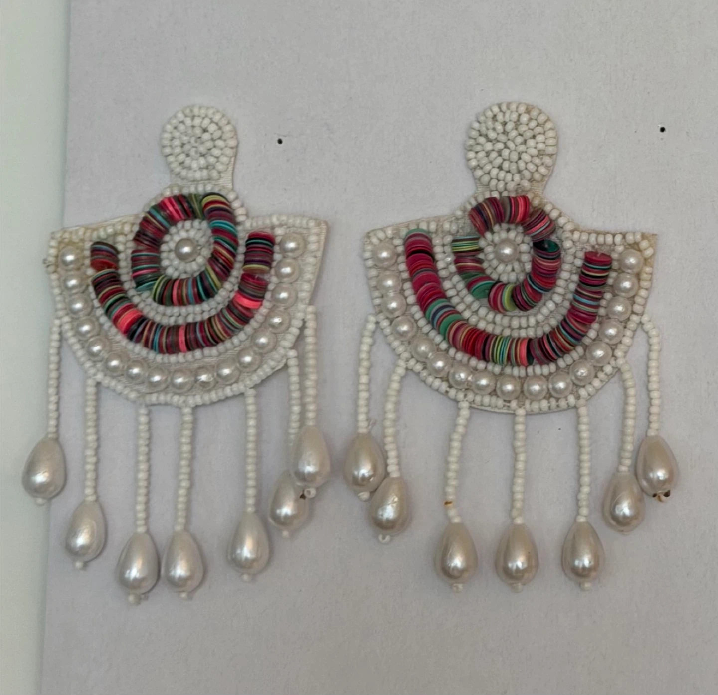 Beaded Chandelier Earrings with Pearls