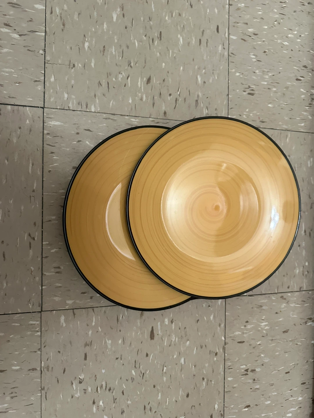 Yellow Swirl Dinner  Plates (Set of 4 big