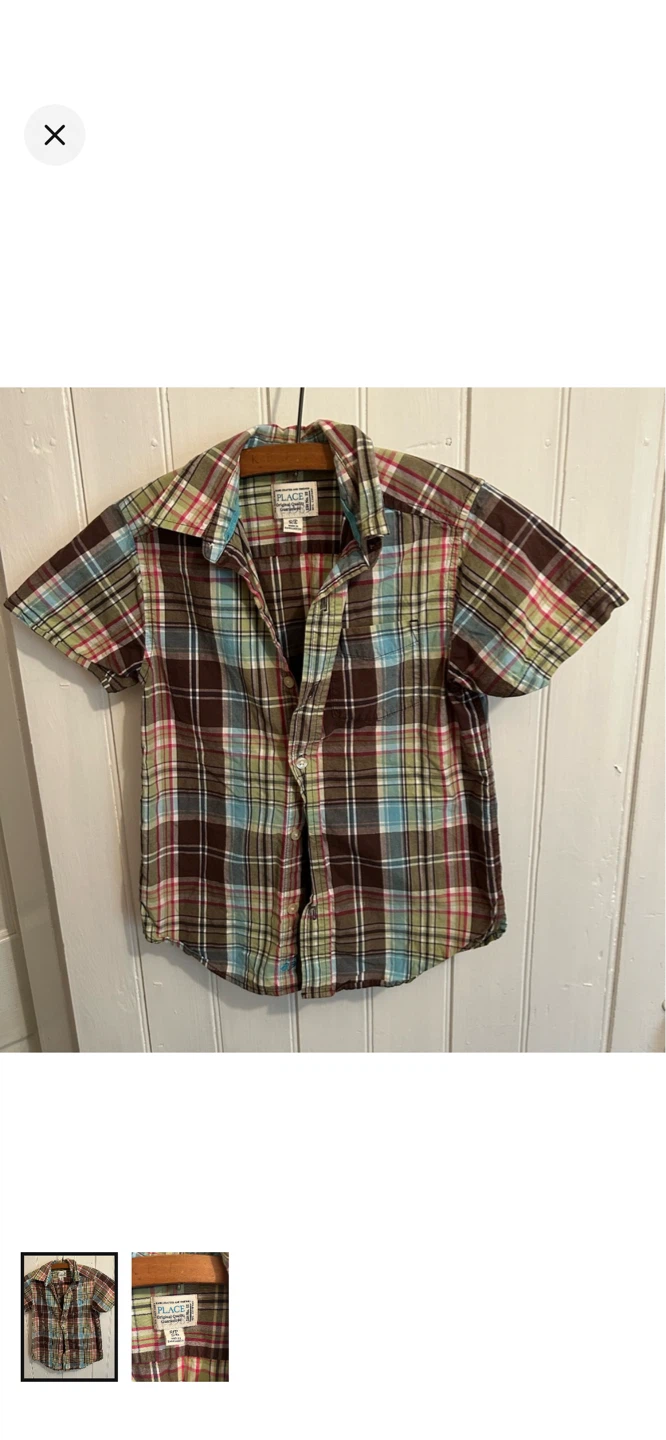 The Children's Place Plaid Short Sleeve Shirt - Size S/P (6)