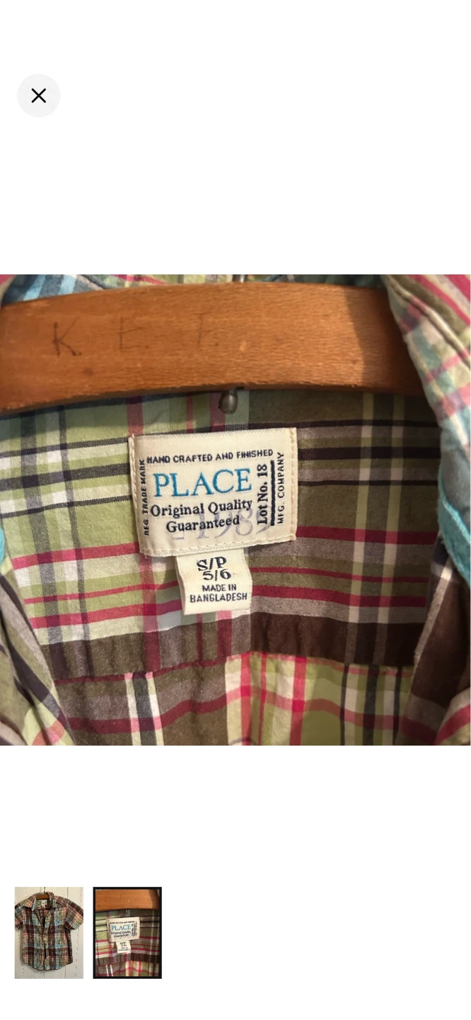 The Children's Place Plaid Short Sleeve Shirt - Size S/P (6) - photo 2