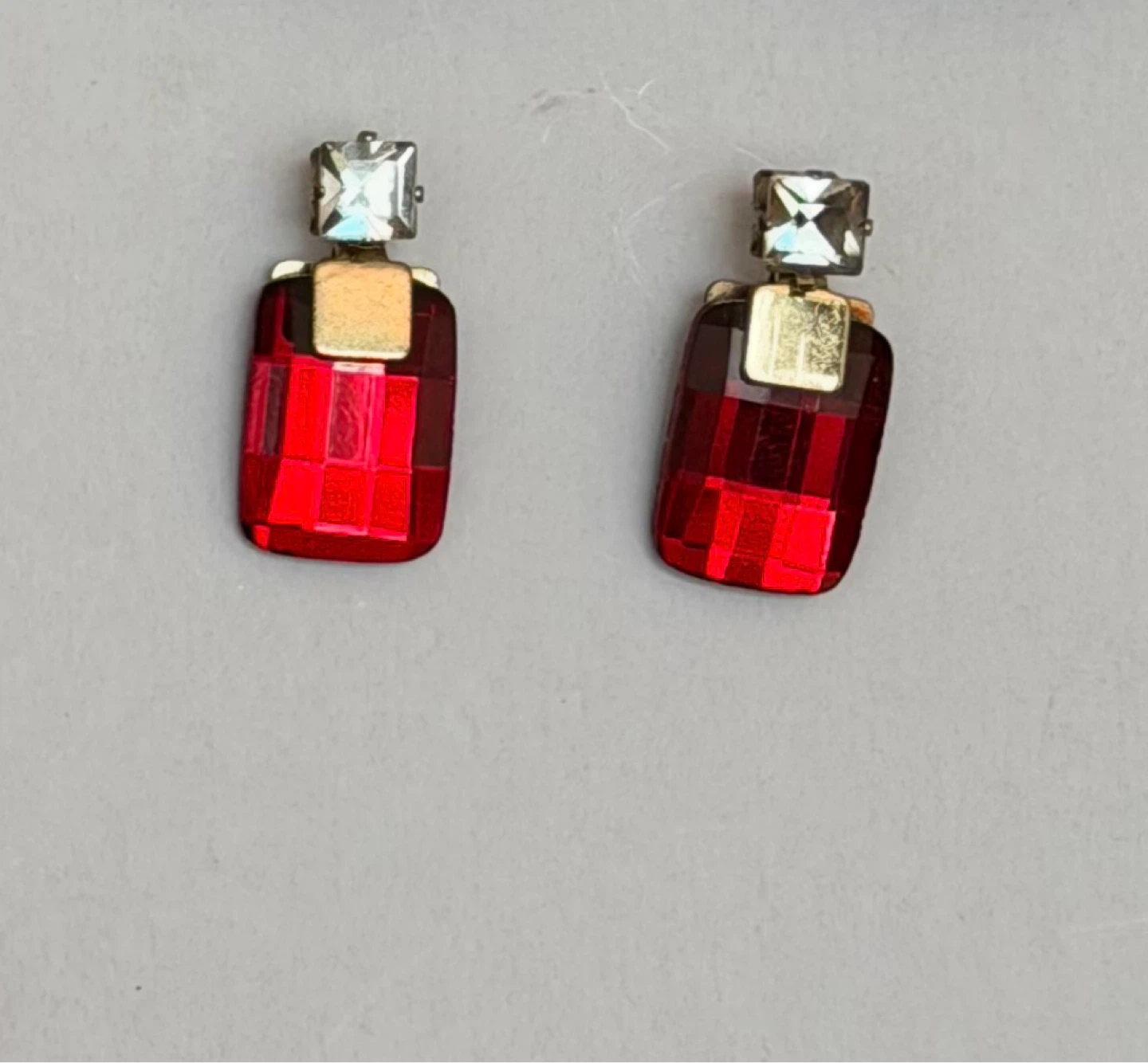 Red Gemstone Dangle Earrings