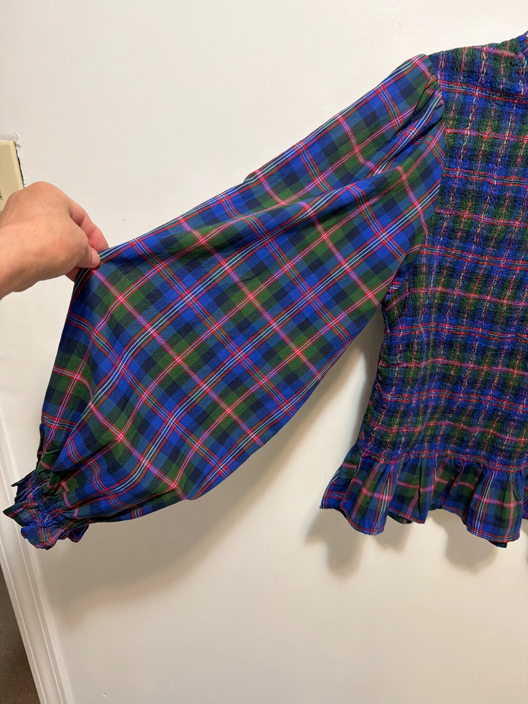 Old Navy Plaid Smocked Peplum Top - Size M - photo 2