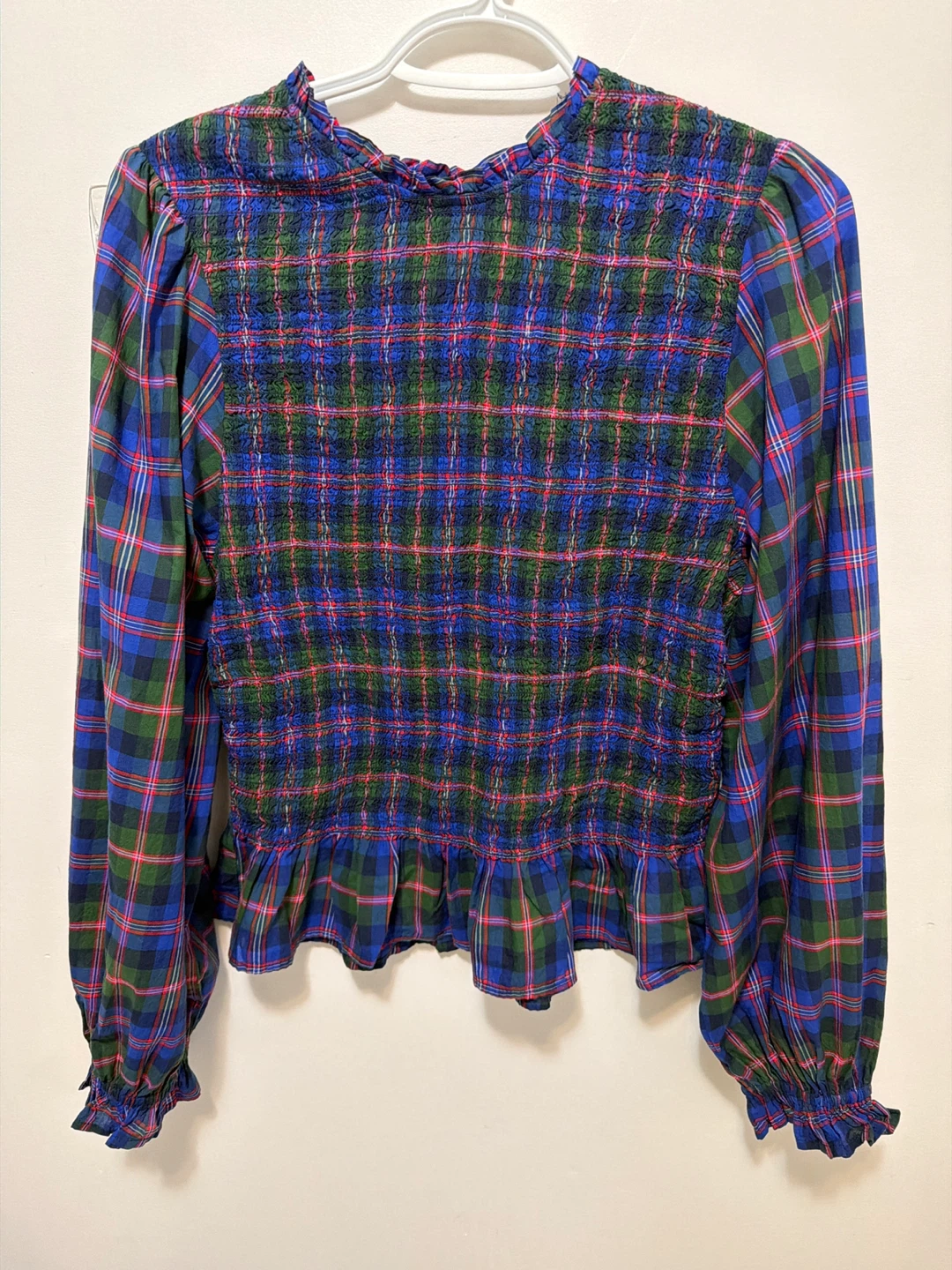 Old Navy Plaid Smocked Peplum Top - Size M