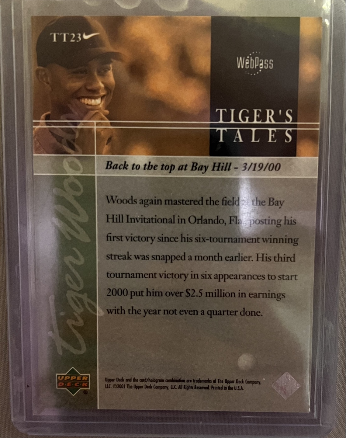 Upper Deck Tiger Woods 'Tiger's Tales' Trading Card - photo 2