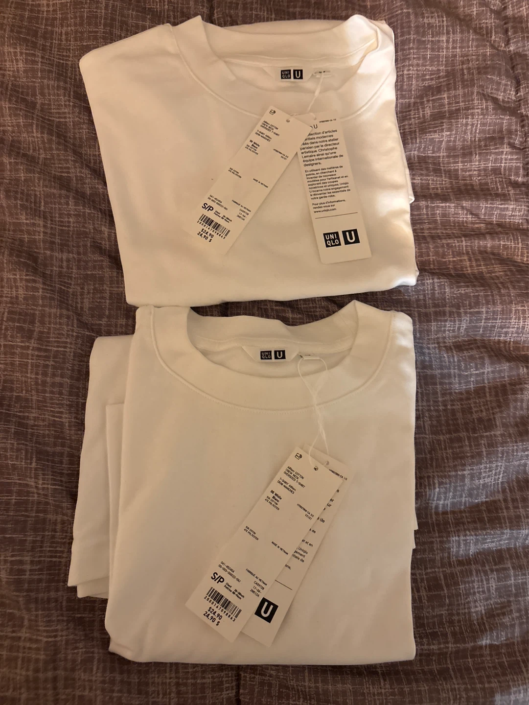 Uniqlo Cotton Crew Neck T-Shirts - White, Size S/P (2 Pack)