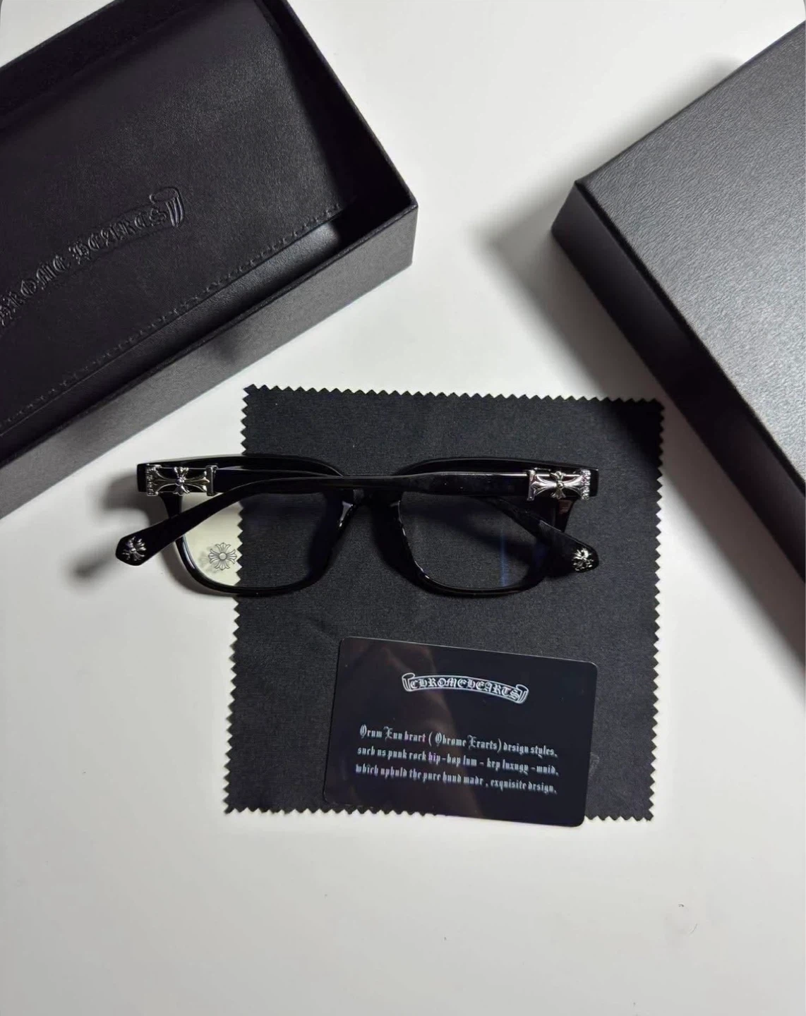 Chrome Hearts Black and Silver Blue Light Glasses