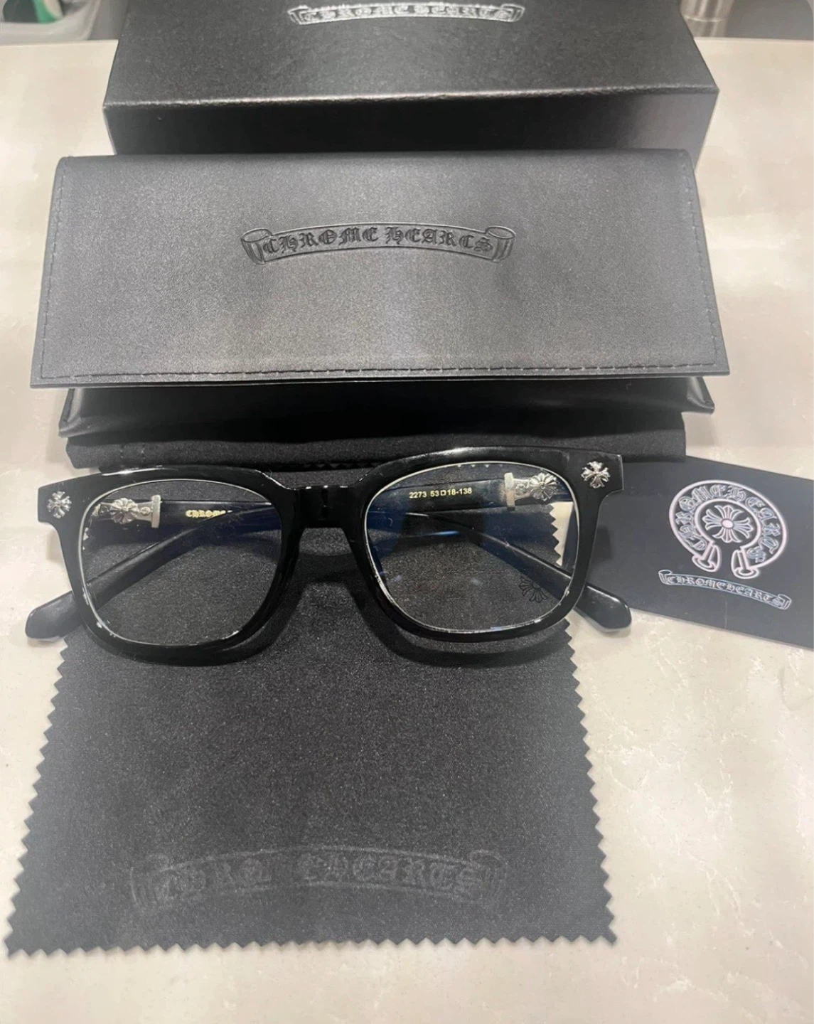 Chrome Hearts Black and Silver Blue Light Glasses - photo 2