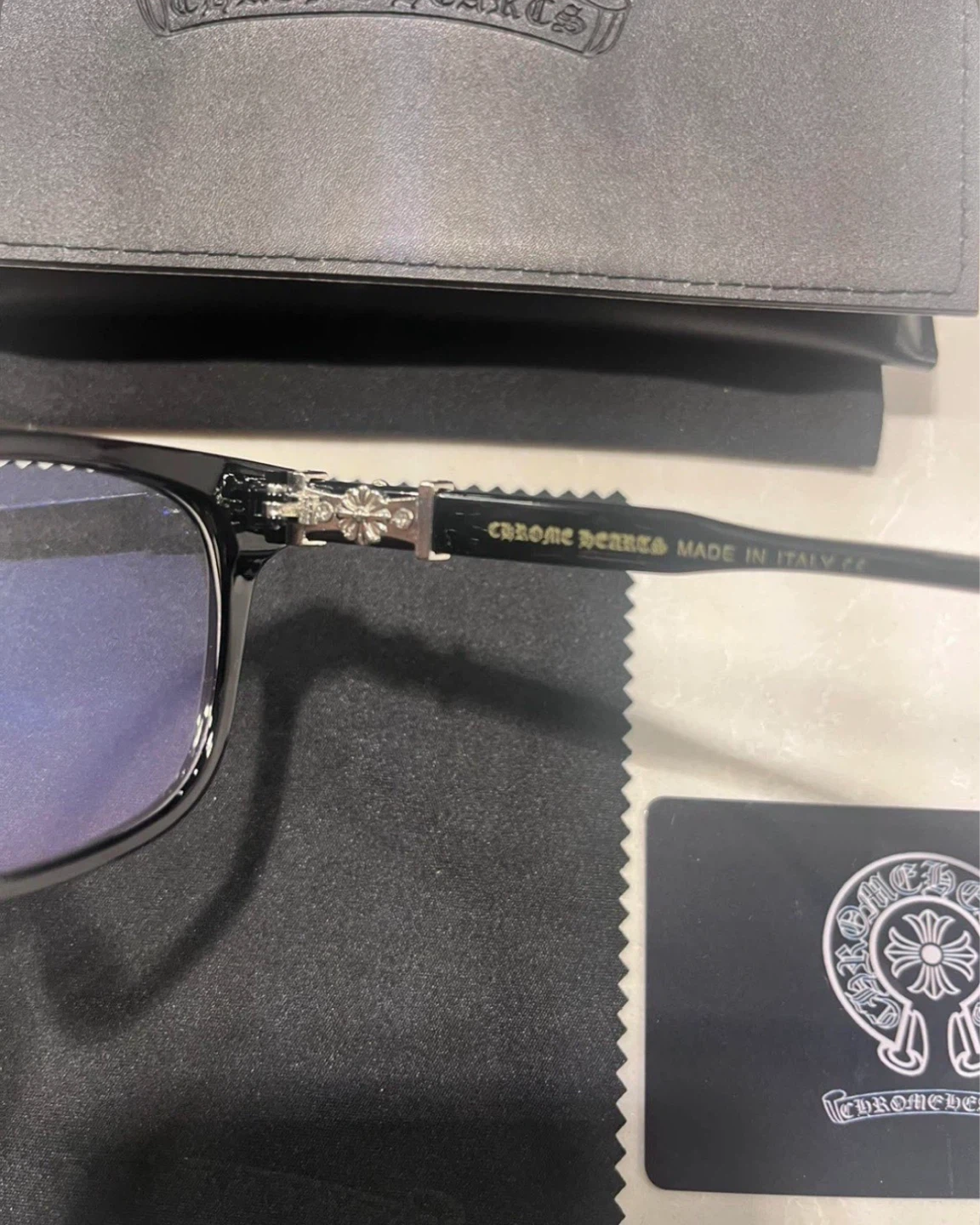 Chrome Hearts Black and Silver Blue Light Glasses - photo 3