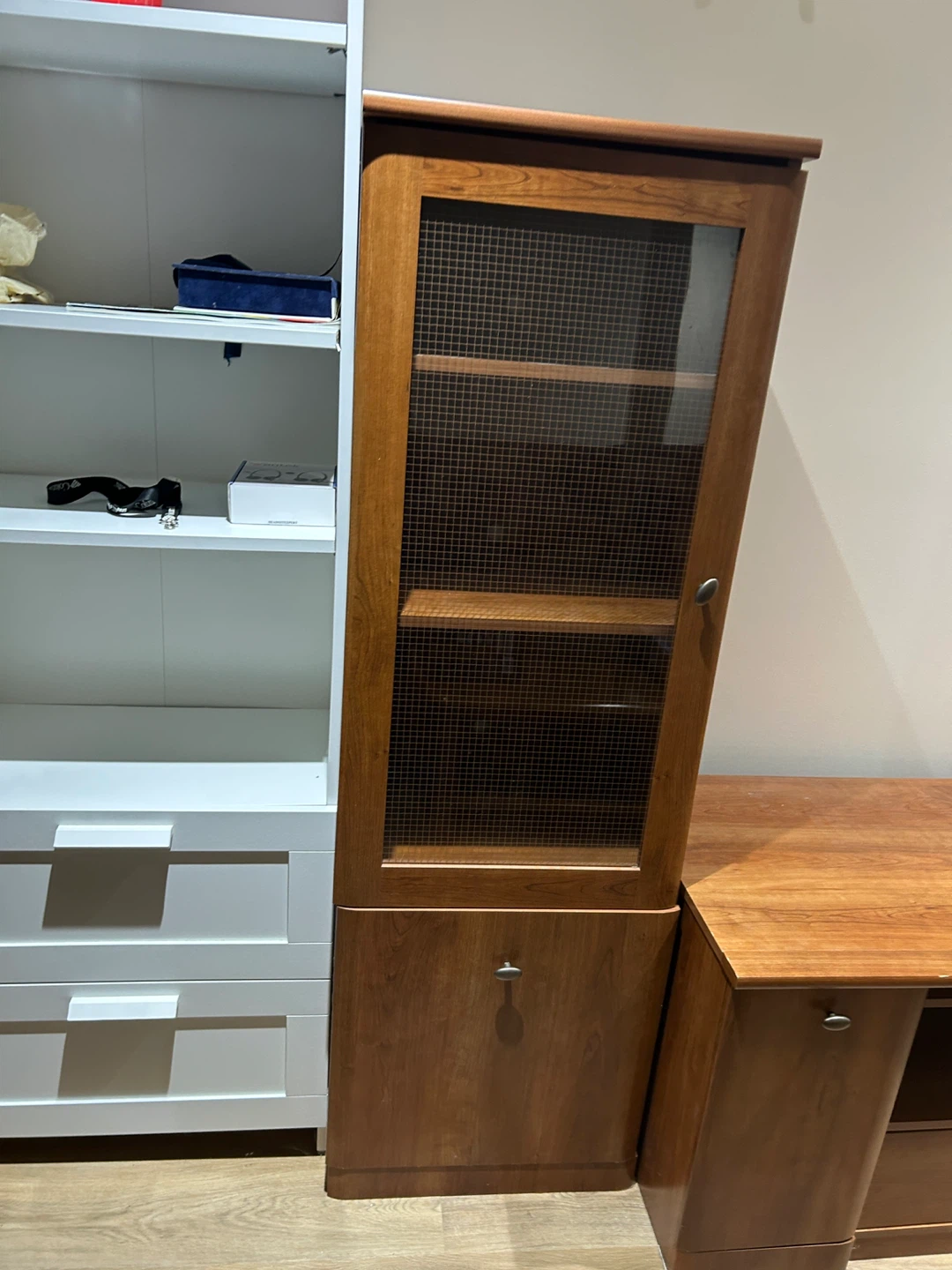 Wooden TV Stand with Drawer and Cabinets - photo 3