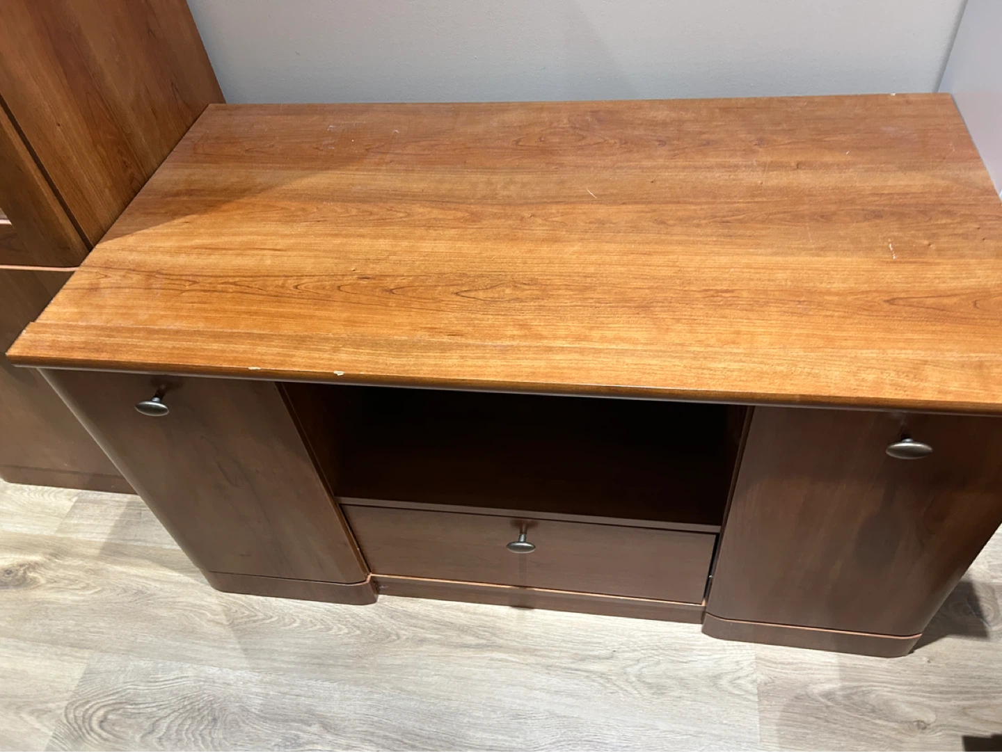 Wooden TV Stand with Drawer and Cabinets - photo 4