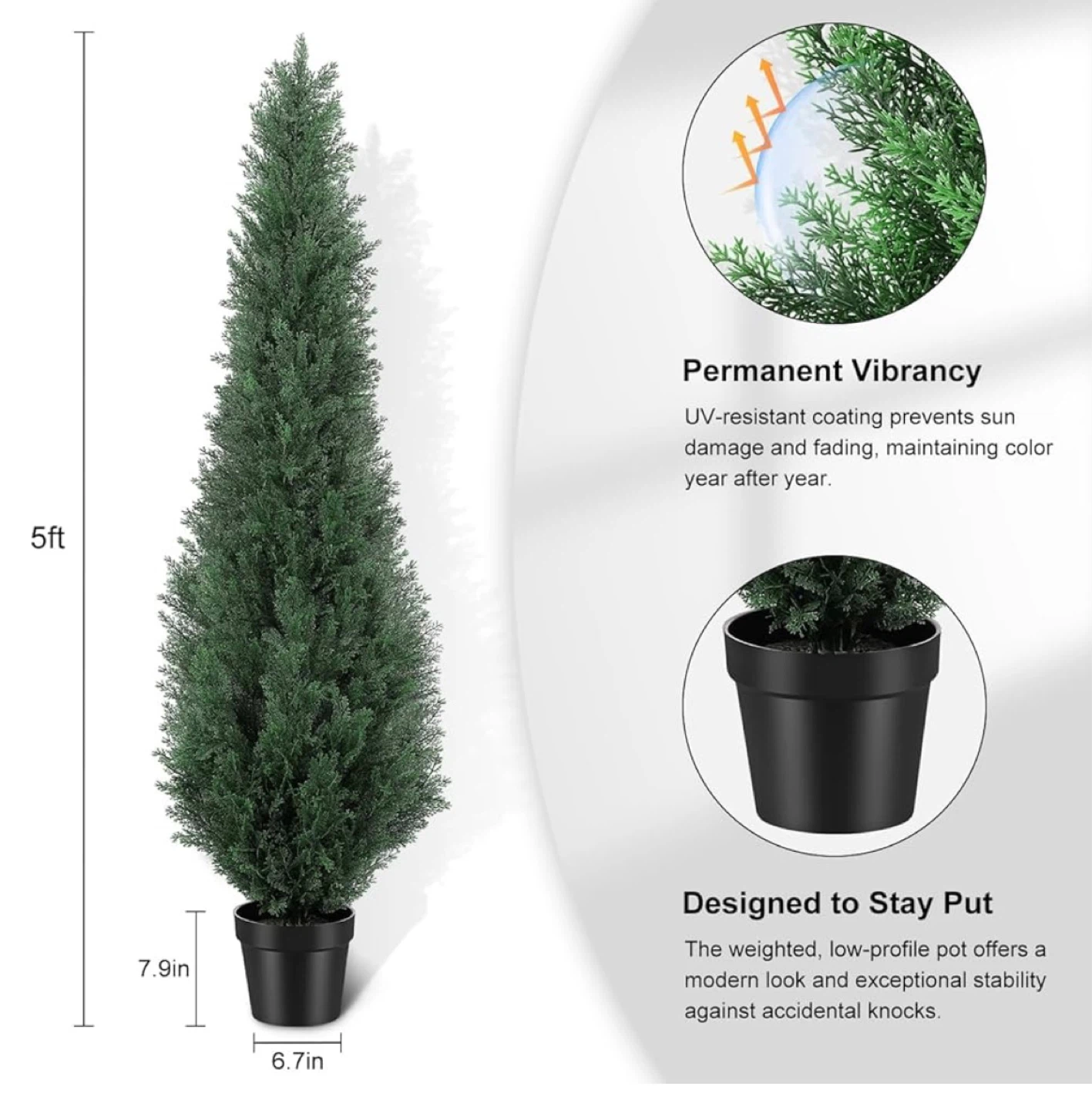 5ft Artificial Cedar Tree 2pcs - photo 2