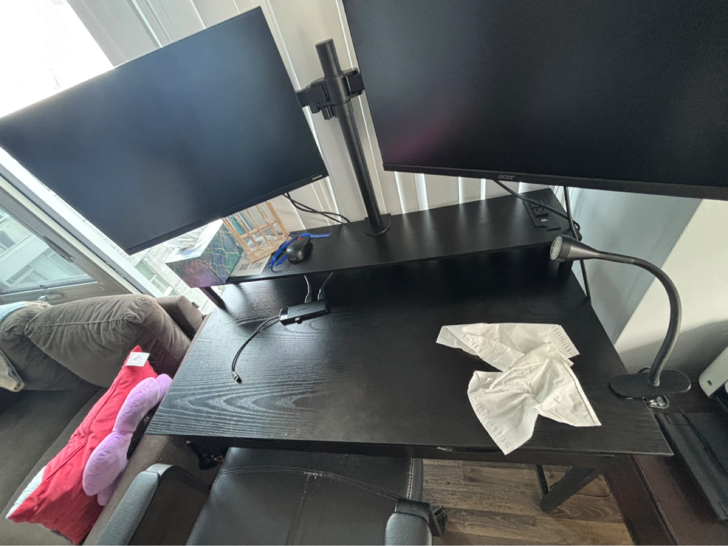 Black Computer Desk with Drawers - photo 4