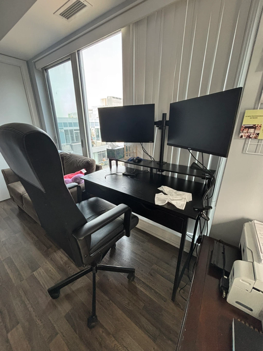 Black Computer Desk with Drawers - photo 2