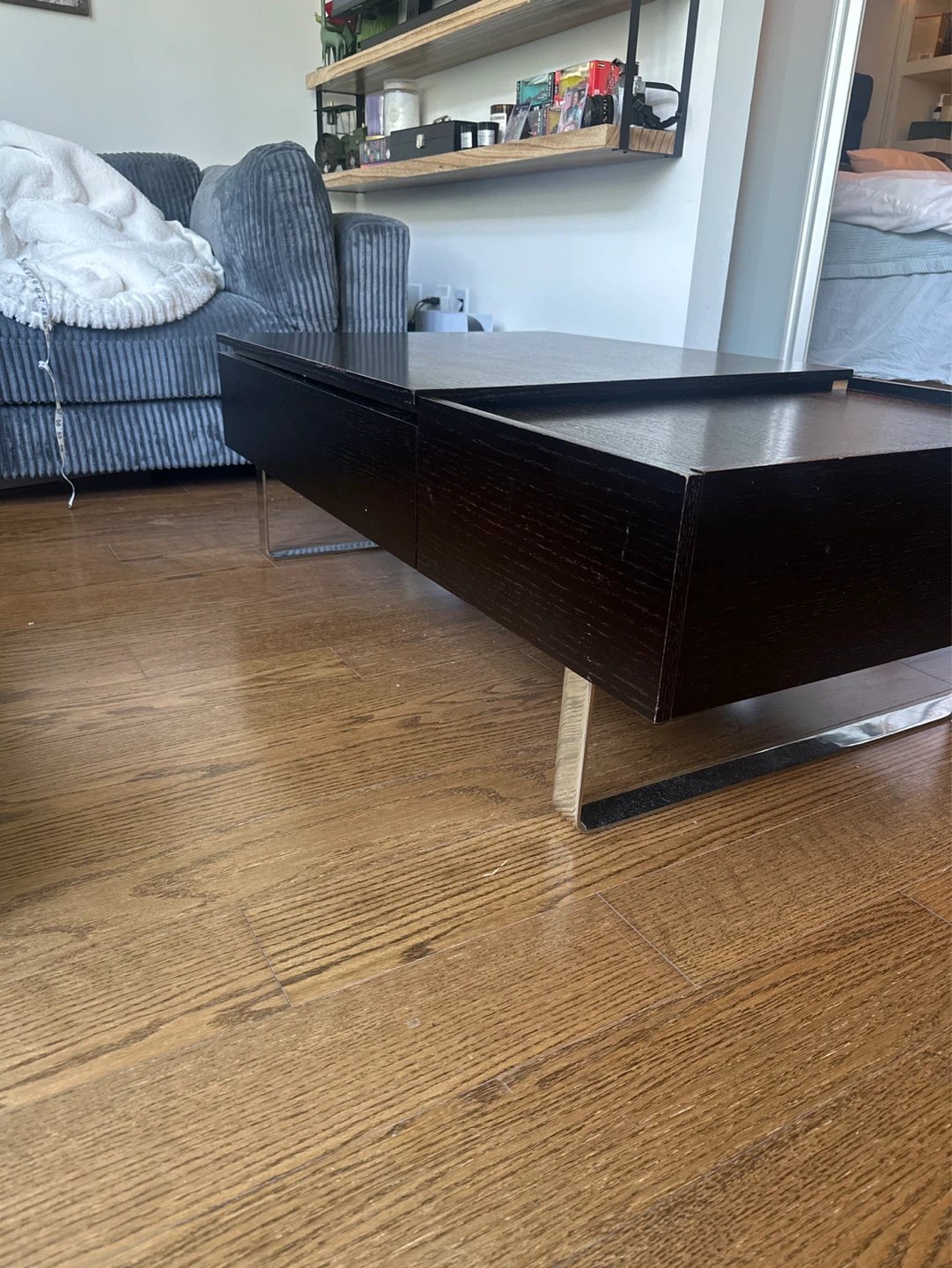 Dark Wood Coffee Table with Storage - photo 3