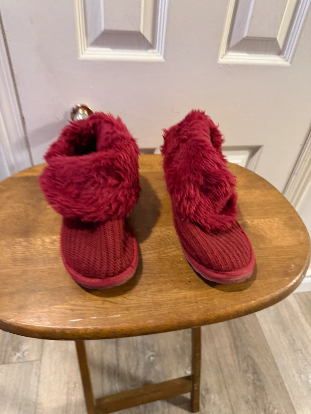 Red Faux Fur Boot Slippers Size 7/40 - photo 2