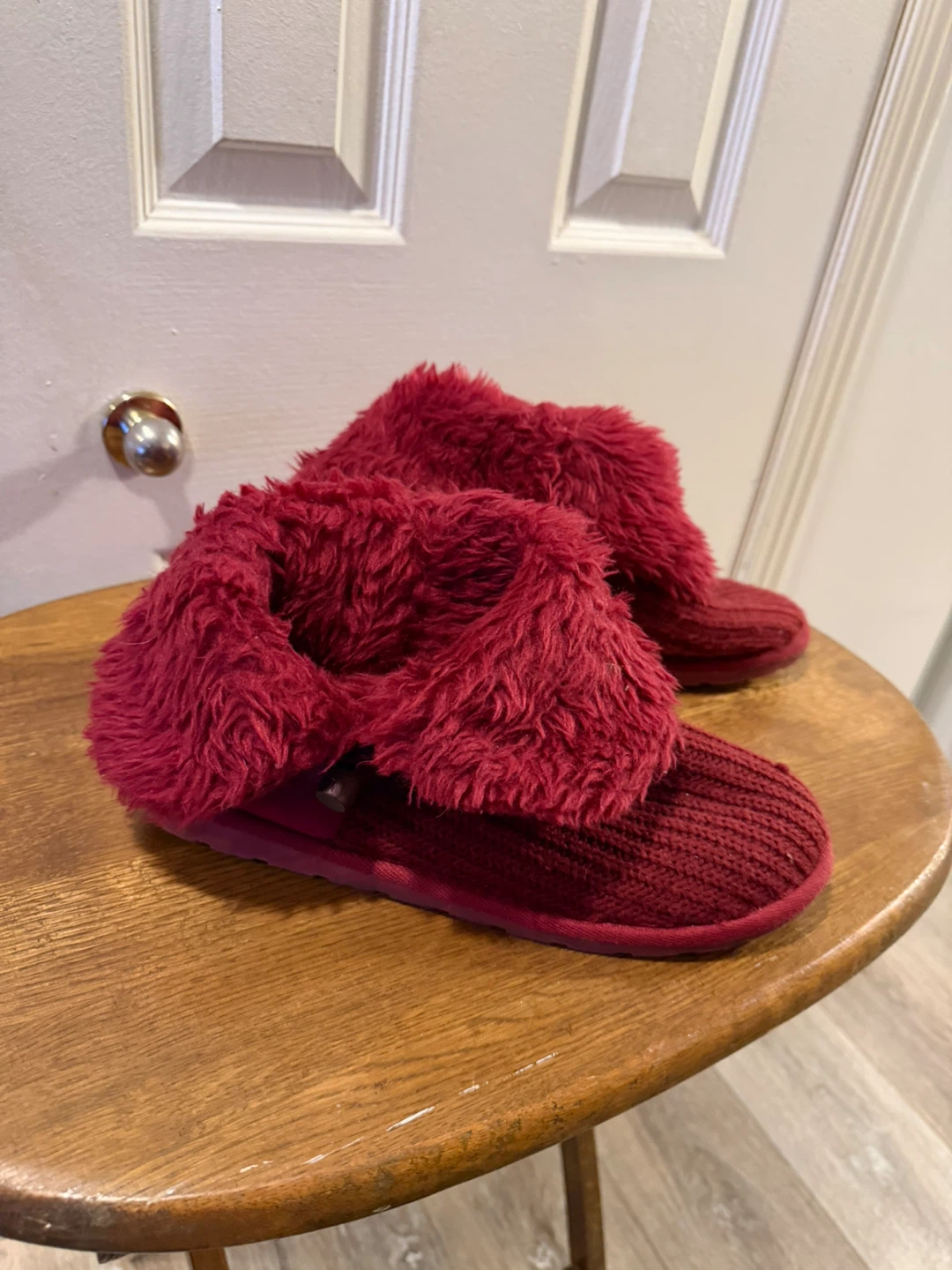 Red Faux Fur Boot Slippers Size 7/40