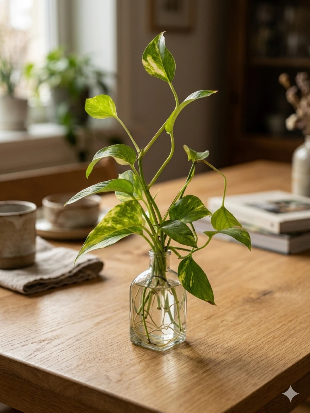Pothos Plant Cutting in Glass Vase