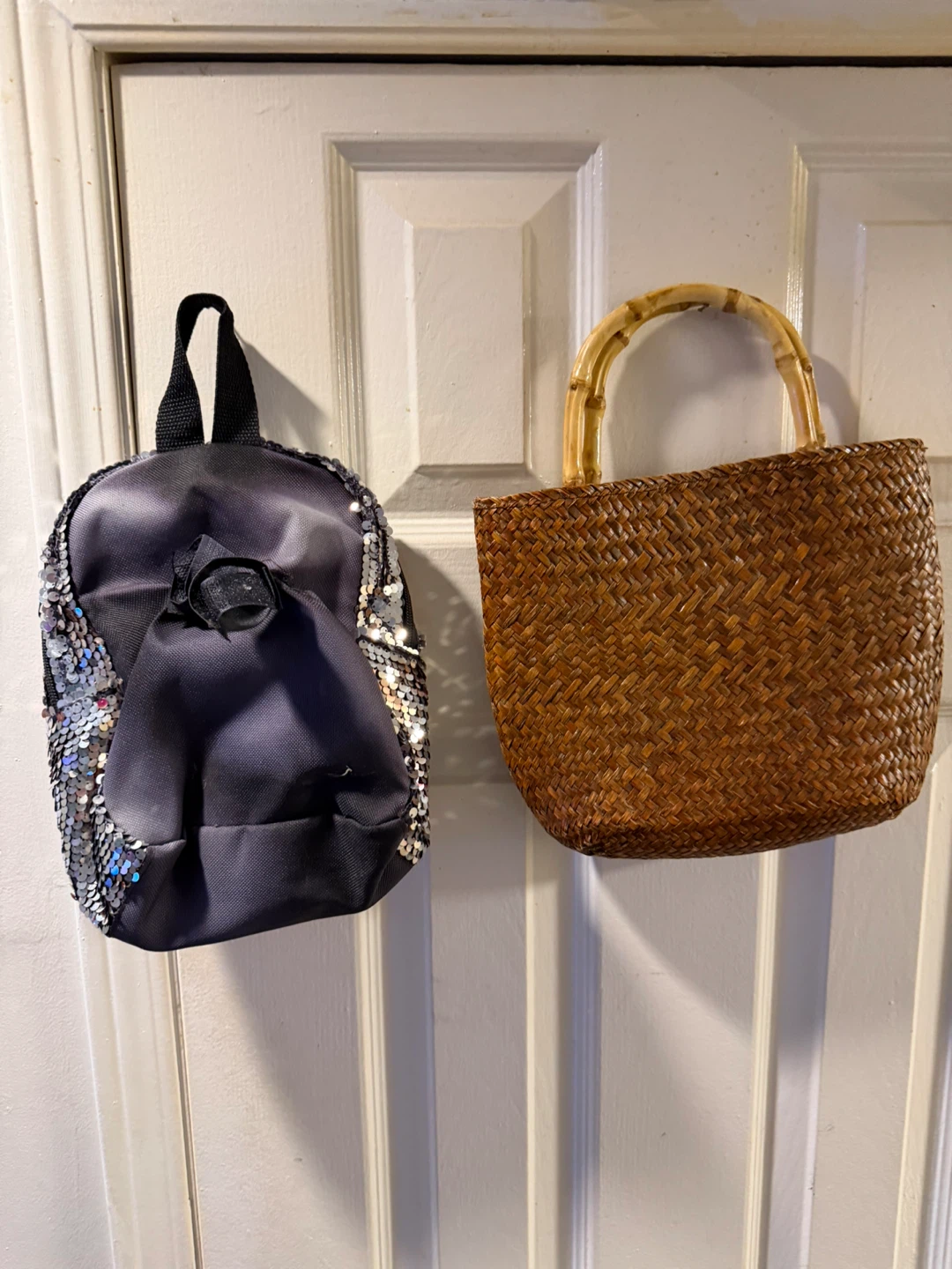 Sequin Mini Backpack and Woven Pineapple Bag - photo 4