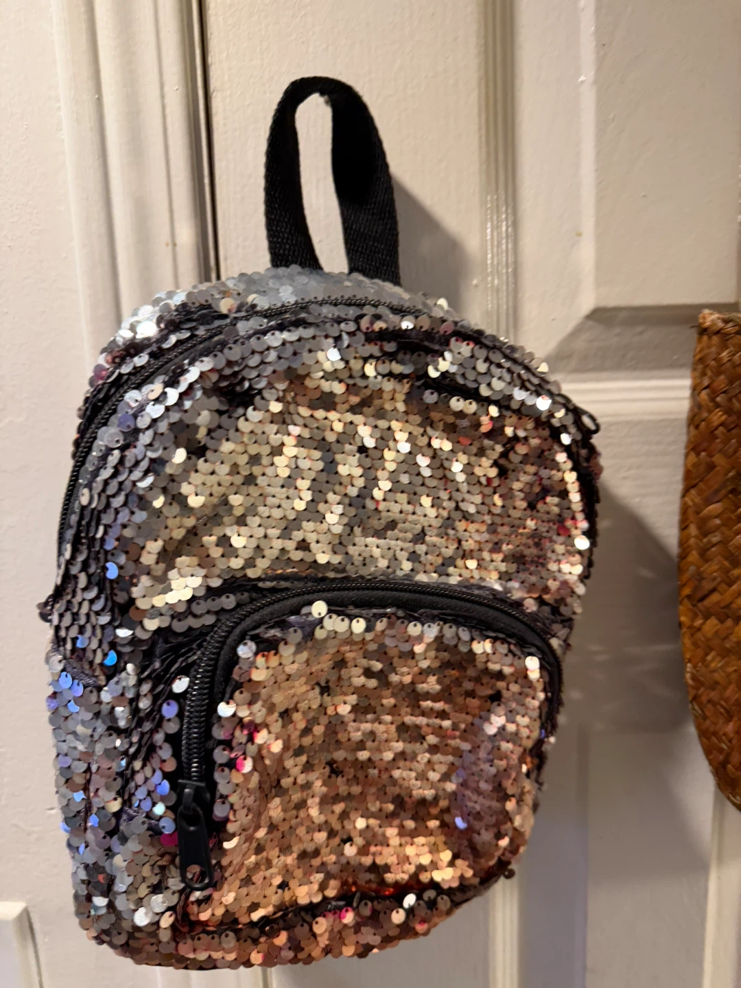 Sequin Mini Backpack and Woven Pineapple Bag - photo 3