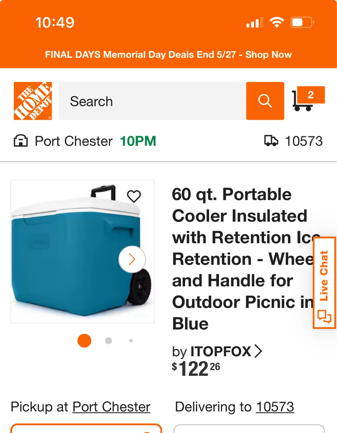 Igloo Maxcold Premium Wheeled Cooler - 58L Blue