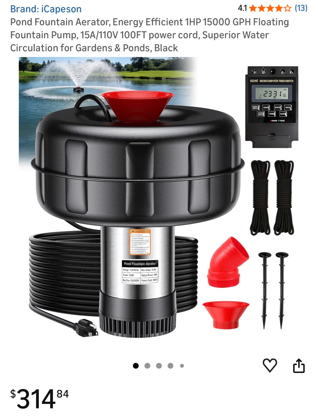 Brand New Pond Fountain Aerator Pump 15000 GPH