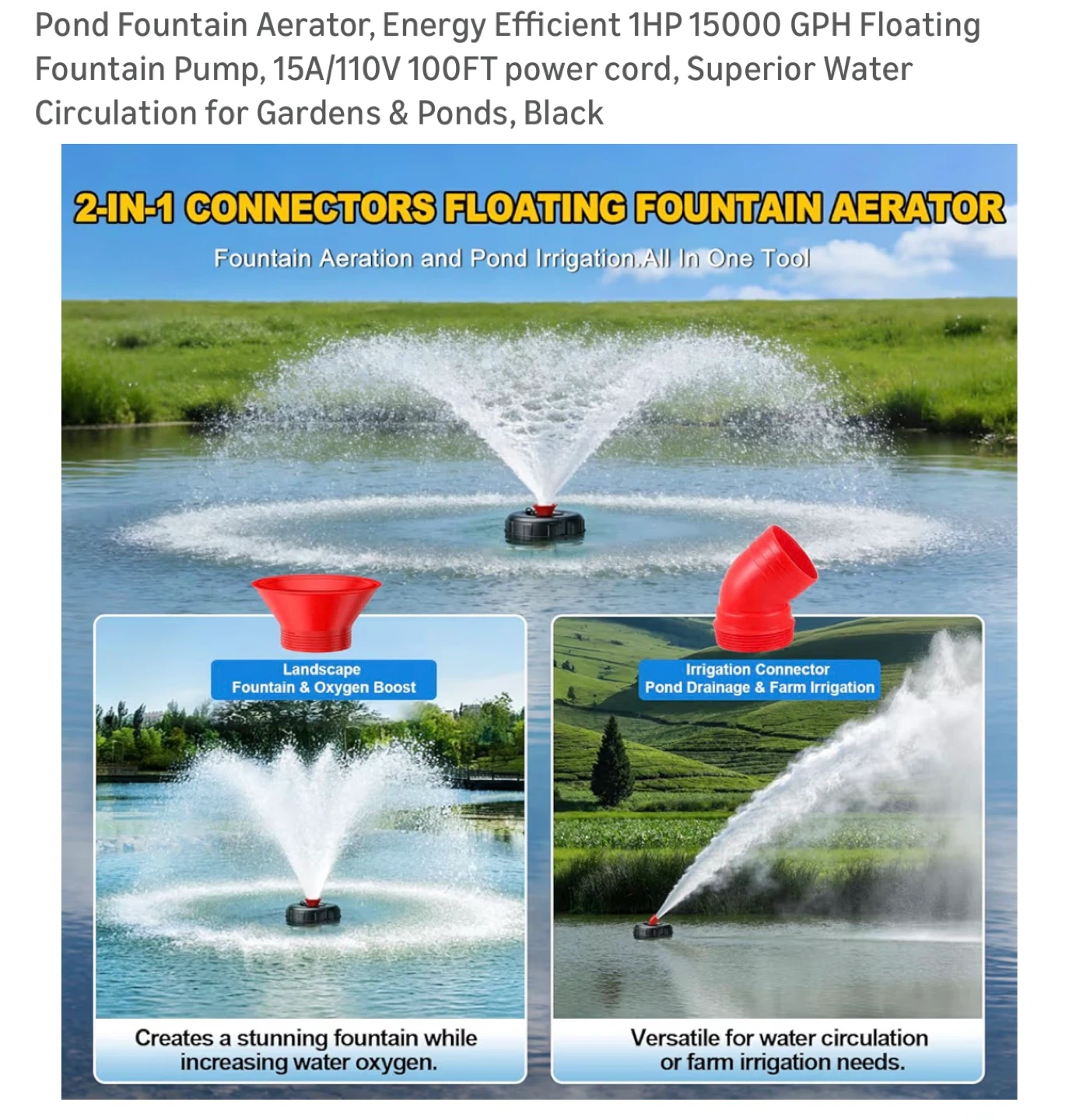 Brand New Pond Fountain Aerator Pump 15000 GPH - photo 3