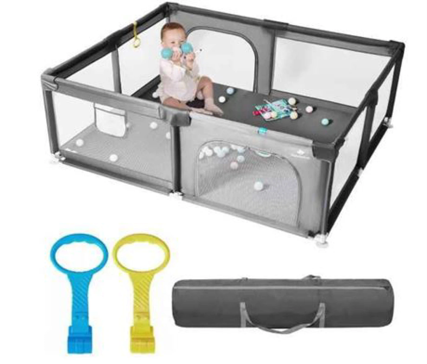 Dearlomum 59" x 71" Mesh Playpen, Gray