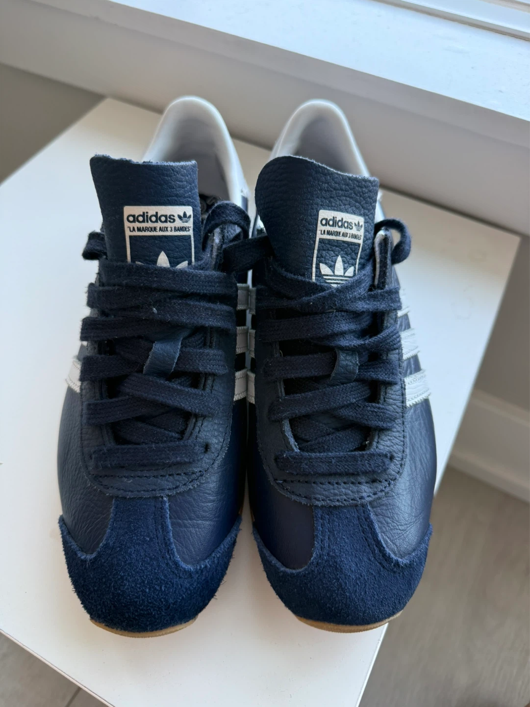 Adidas Navy Blue White Stripe Sneakers