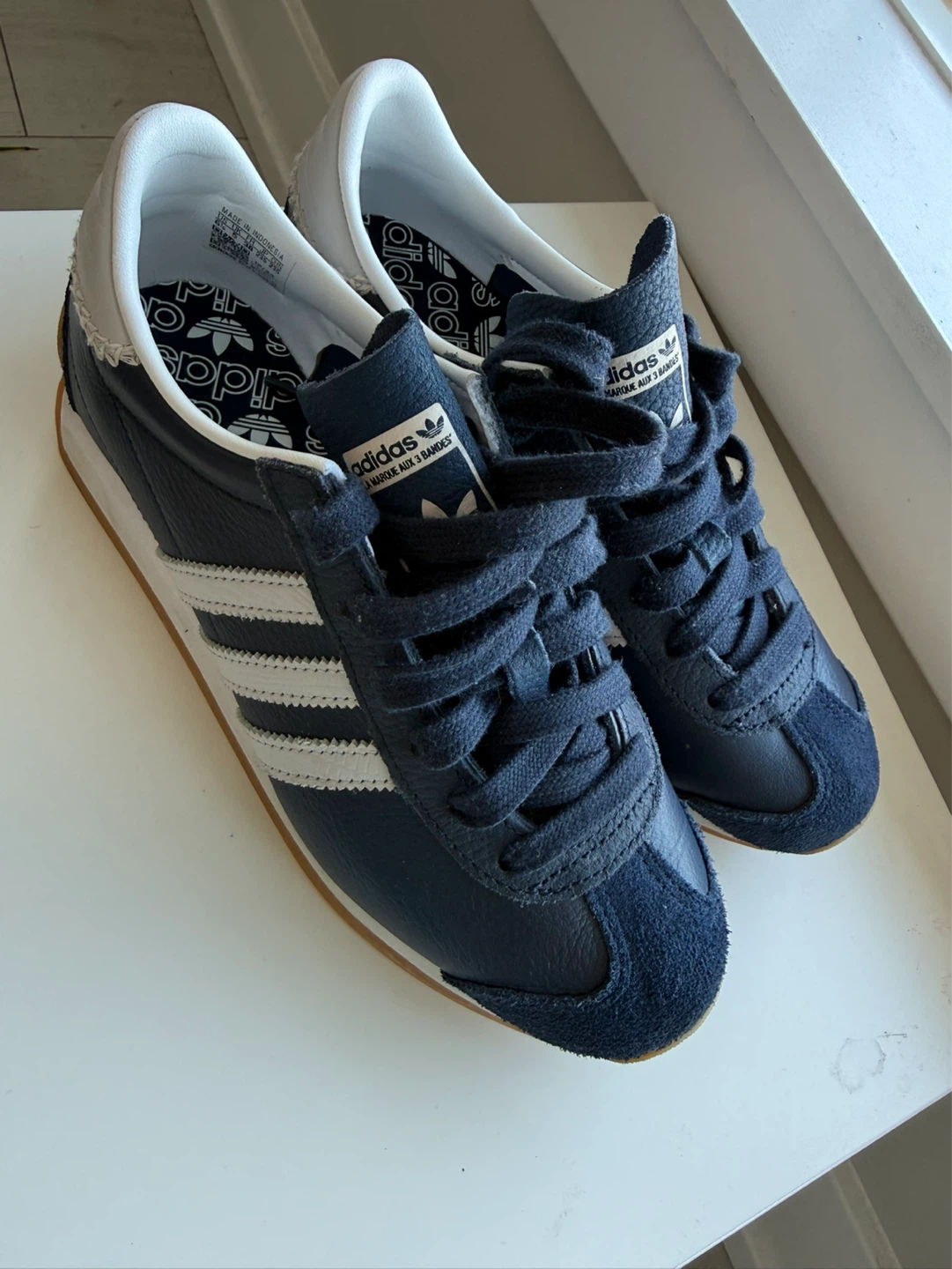 Adidas Navy Blue White Stripe Sneakers - photo 3