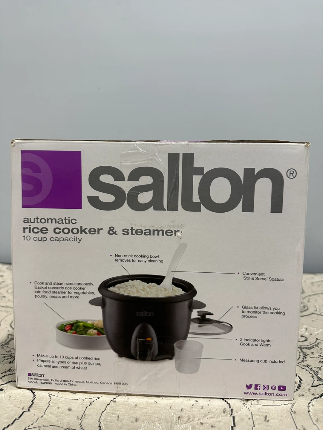 Salton Automatic Rice Cooker & Steamer - 10 Cup Capacity