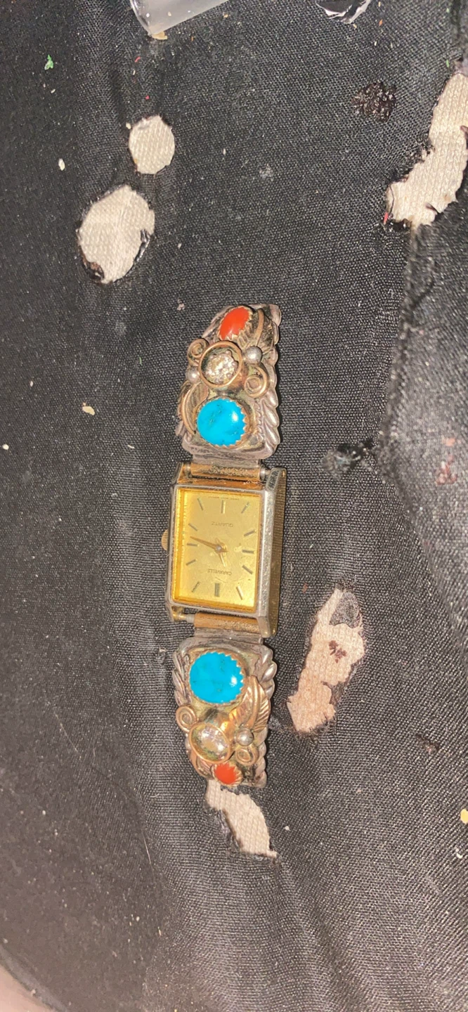 Vintage Charmglow Quartz Watch with Turquoise and Coral