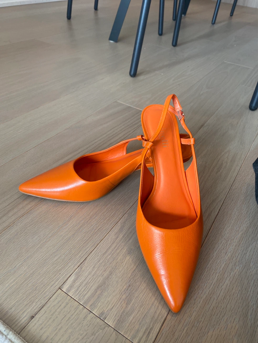 A.N.G.E.L.O. Paris Orange Leather Slingback Heels - Size 38