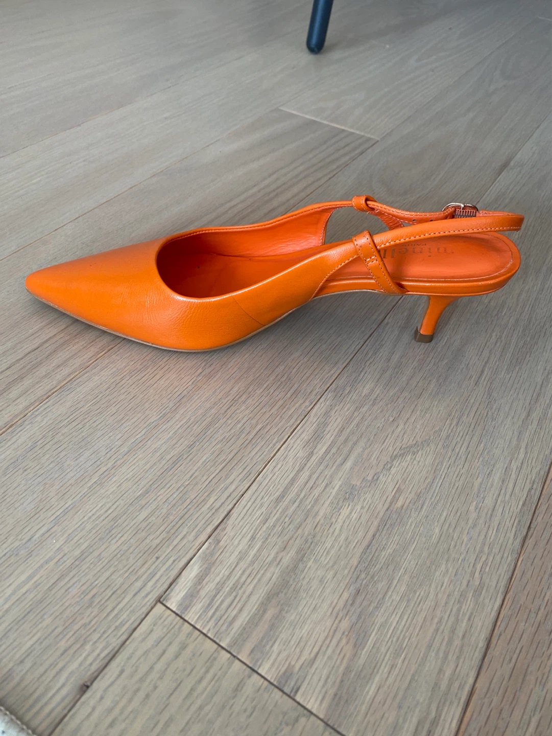 A.N.G.E.L.O. Paris Orange Leather Slingback Heels - Size 38 - photo 3